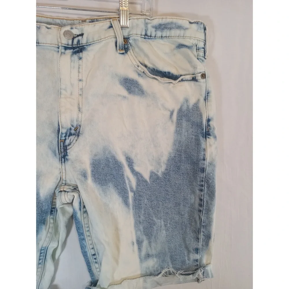 LEVI'S MENS 511  SHORTS DENIM INDIGO & OFF-WHITE SIZE 38 Raw Hem Distressed
